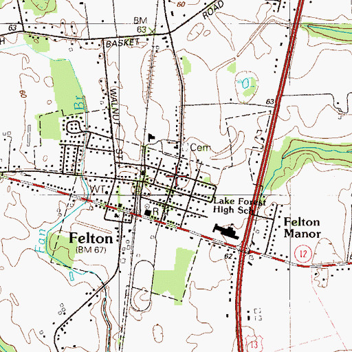 Topographic Map of Felton Police Department, DE
