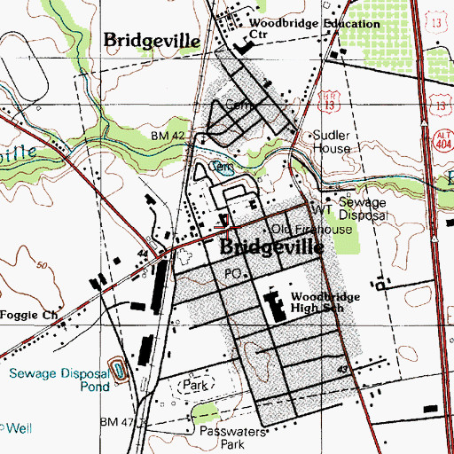 Topographic Map of Bridgeville Police Department, DE