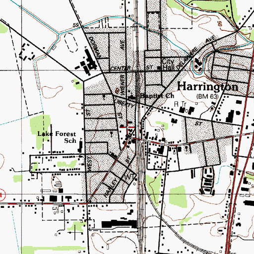 Topographic Map of Harrington Police Department, DE