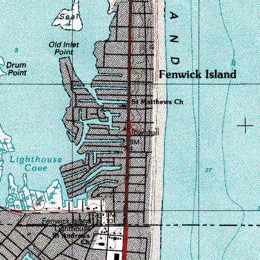 Topographic Map of Fenwick Island Police Department, DE