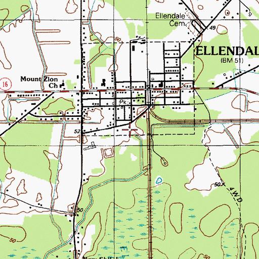 Topographic Map of Ellendale Police Department, DE