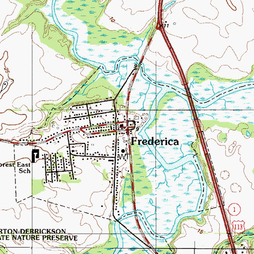 Topographic Map of Frederica Police Department, DE