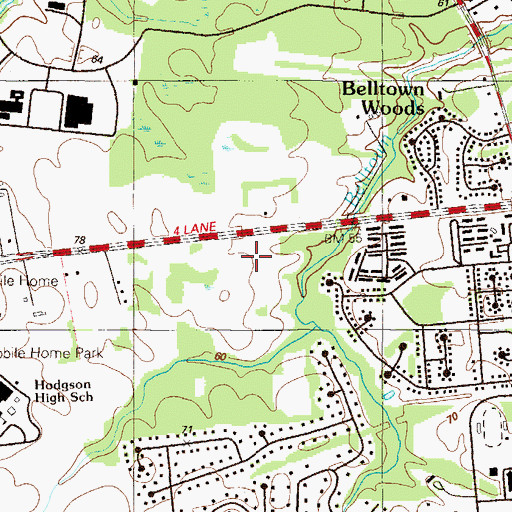 Topographic Map of Delaware State Police Troop 2, DE