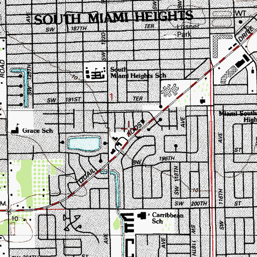 Topographic Map of Miami - Dade County South Miami Heights Fire Rescue Station 52, FL
