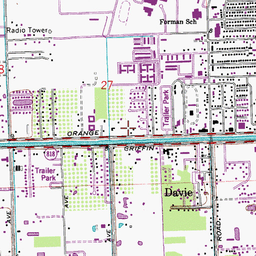 Topographic Map of Davie Fire Rescue Station 38, FL