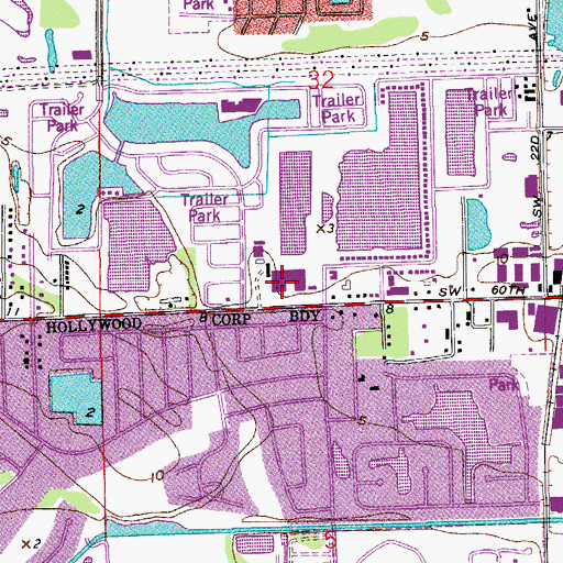 Topographic Map of Hollywood Fire Rescue and Beach Safety Department Station 74, FL