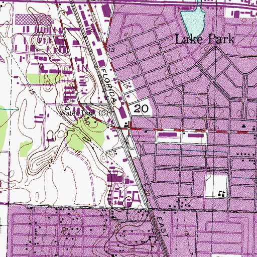 Topographic Map of Lake Park Fire Department, FL
