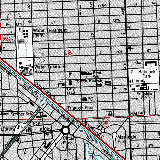 Topographic Map of Hialeah Fire Department Station 1, FL