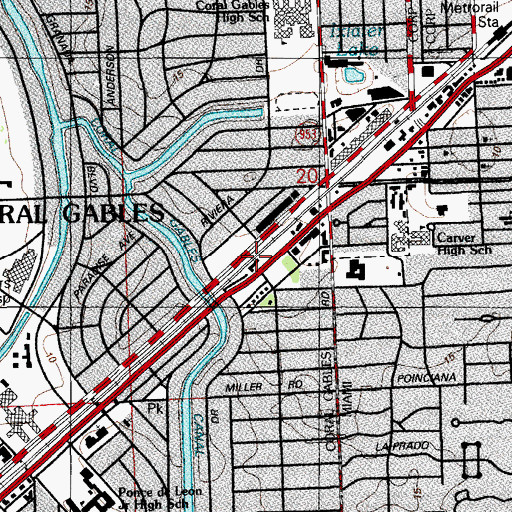 Topographic Map of Coral Gables Fire Department Station 2, FL