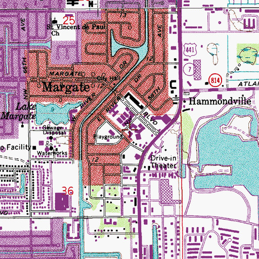 Topographic Map of Margate Fire Department Station 18, FL