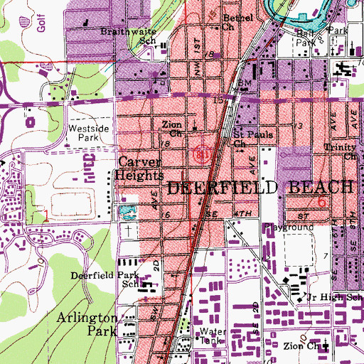 Topographic Map of Pompano Beach Fire / Rescue Department, FL