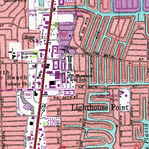 Topographic Map of Lighthouse Point Fire Department, FL