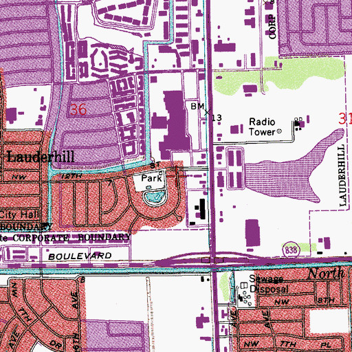 Topographic Map of Lauderhill Fire Rescue Station 30, FL