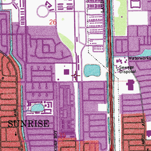 Topographic Map of Lauderhill Fire Rescue Station 57, FL