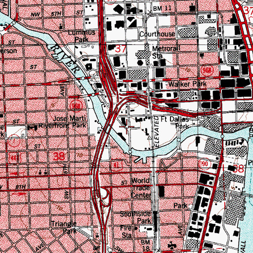 Topographic Map of City of Miami Fire and Rescue, FL