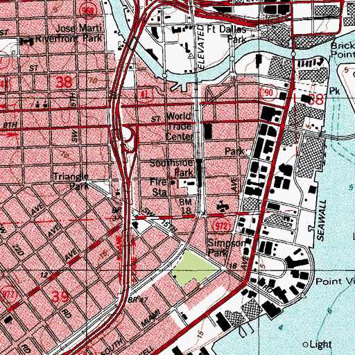 Topographic Map of Miami Department of Fire Rescue Station 4, FL