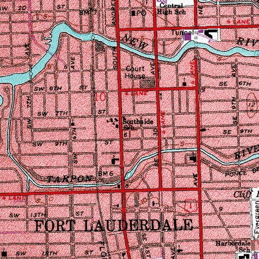 Topographic Map of Fort Lauderdale Fire Retirement Office, FL