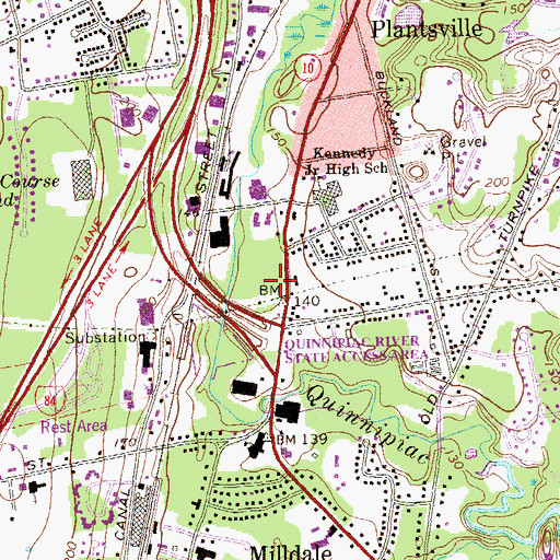 Topographic Map of Pratt and Whitney Heliport, CT