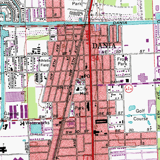 Topographic Map of Dania Beach Fire - Rescue Station 1, FL