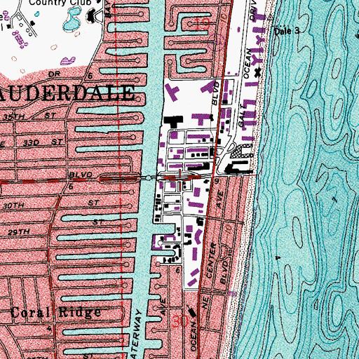 Topographic Map of Fort Lauderdale Fire - Rescue Station 54, FL