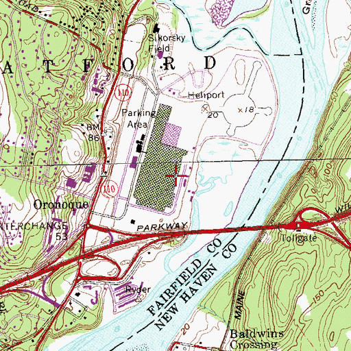 Topographic Map of Sikorsky Heliport, CT
