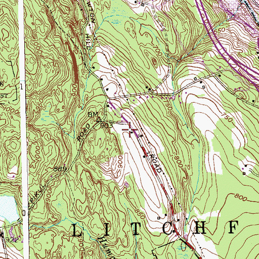 Topographic Map of Northfield Heliport, CT
