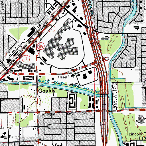 Topographic Map of Miami - Dade County Cutler Ridge Fire Rescue Station 34, FL
