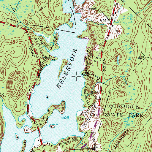 Topographic Map of Quaddick Lake Seaplane Base, CT