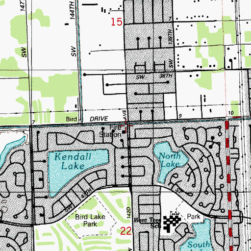 Topographic Map of Miami - Dade County West Bird Fire Rescue Station 37, FL
