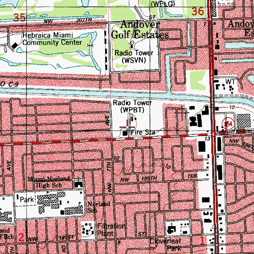 Topographic Map of Miami - Dade County Norland Fire Rescue Station 38, FL