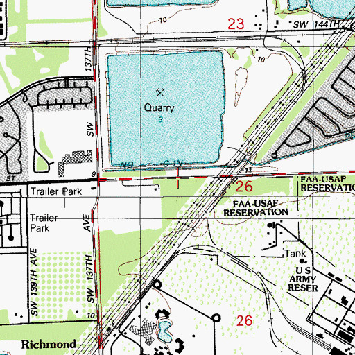 Topographic Map of Miami - Dade County Fire Rescue Station 43, FL