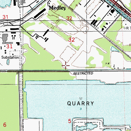 Topographic Map of Miami - Dade County Fire Rescue Medley Station 46, FL