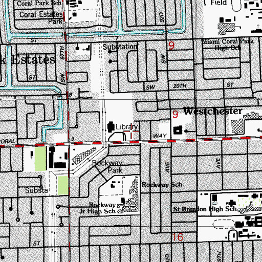 Topographic Map of Miami - Dade County Westchester Fire Rescue Station 47, FL