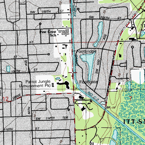 Topographic Map of Miami - Dade County Pinecrest Fire Rescue Station 49, FL