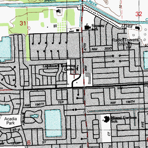 Topographic Map of Miami - Dade County Fire Rescue Honey Hill Station 51, FL
