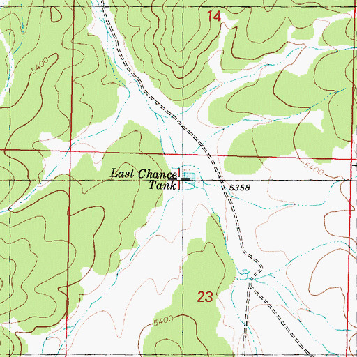 Topographic Map of Last Chance Tank, AZ
