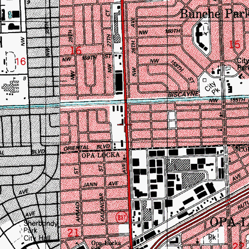 Topographic Map of Miami - Dade County Fire Rescue Bunche Park Station 54, FL