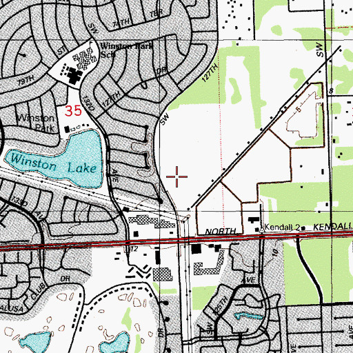 Topographic Map of Miami - Dade County West Kendall Fire Rescue Station 57, FL