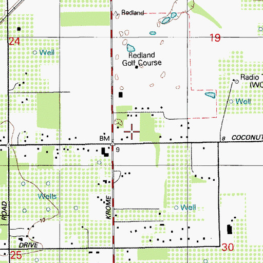 Topographic Map of Redland Fire Rescue Station 60, FL