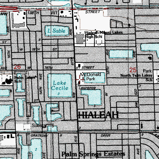 Topographic Map of Hialeah Fire Department Station 5, FL