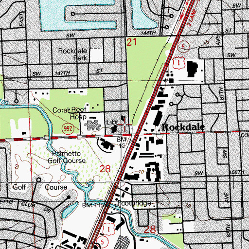 Topographic Map of Miami - Dade County Fire Rescue Station 4, FL
