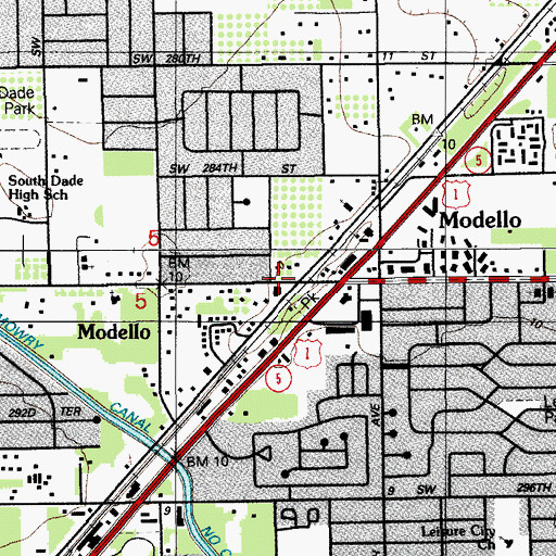 Topographic Map of Miami - Dade County Modello Fire Station 6, FL