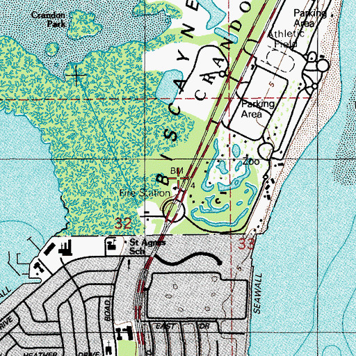 Topographic Map of Miami - Dade County Key Biscayne Fire Rescue Station 15, FL