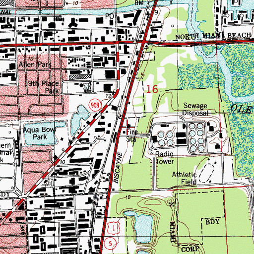 Topographic Map of Miami - Dade County Fire Rescue Station 22, FL
