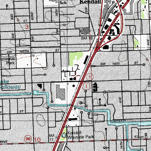 Topographic Map of Miami - Dade County Fire Rescue Station 23, FL