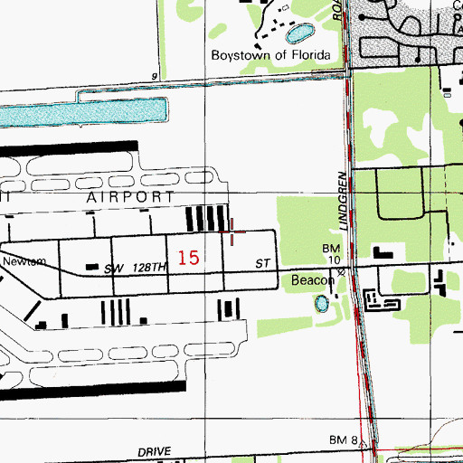 Topographic Map of Miami - Dade County Air Fire Rescue Station 24, FL