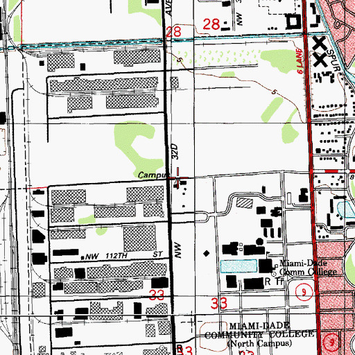 Topographic Map of Miami - Dade County Fire Rescue Opa - Locka Station 26, FL