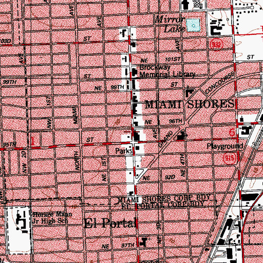 Topographic Map of Miami - Dade County Miami Shores - El Portal Fire Rescue Station 30, FL