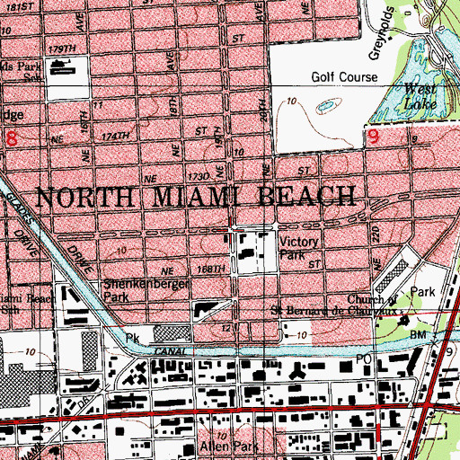 Topographic Map of Miami - Dade County Fire Rescue North Miami Beach Station 31, FL