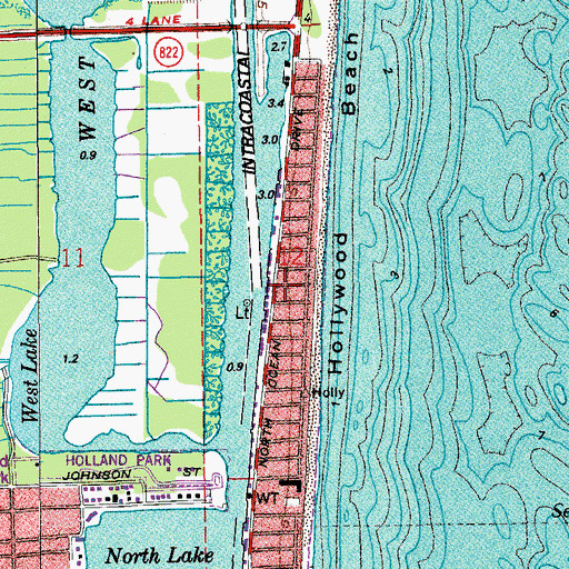 Topographic Map of Hollywood Fire Rescue and Beach Safety Department Station 40, FL